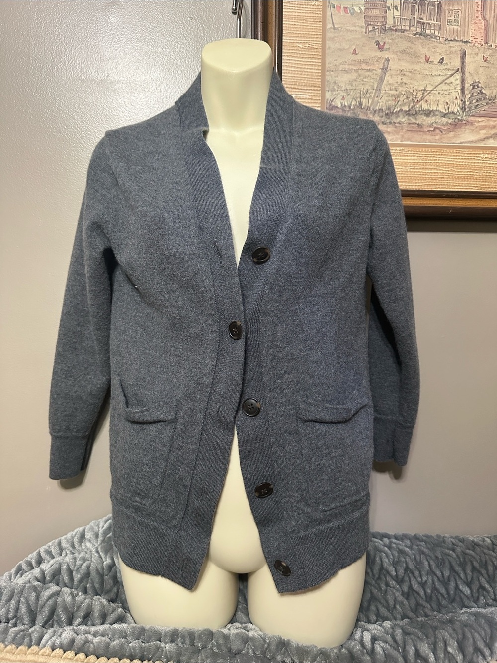 Madewell Heather Gray Button-Front Cardigan Merino Wool